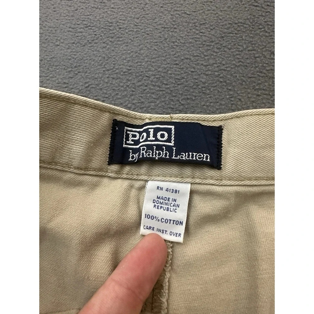 VINTAGE Polo Ralph Lauren Shorts Mens 36 Tan 90s Cotton Double Pleated